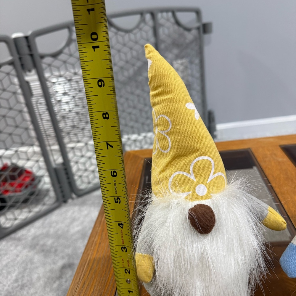 Yellow and Blue Home Spring Plush 16” Weighted MINI Gnome Flower/plaid - Picture 8 of 11
